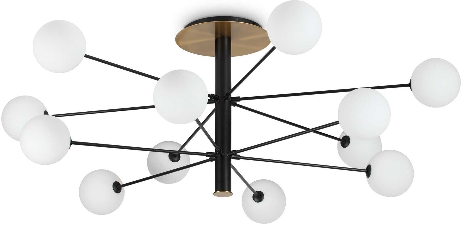 Loftlampe Ideal Lux Cosmopolitan Ø145 cm sort metal/glas med satin messing detaljer