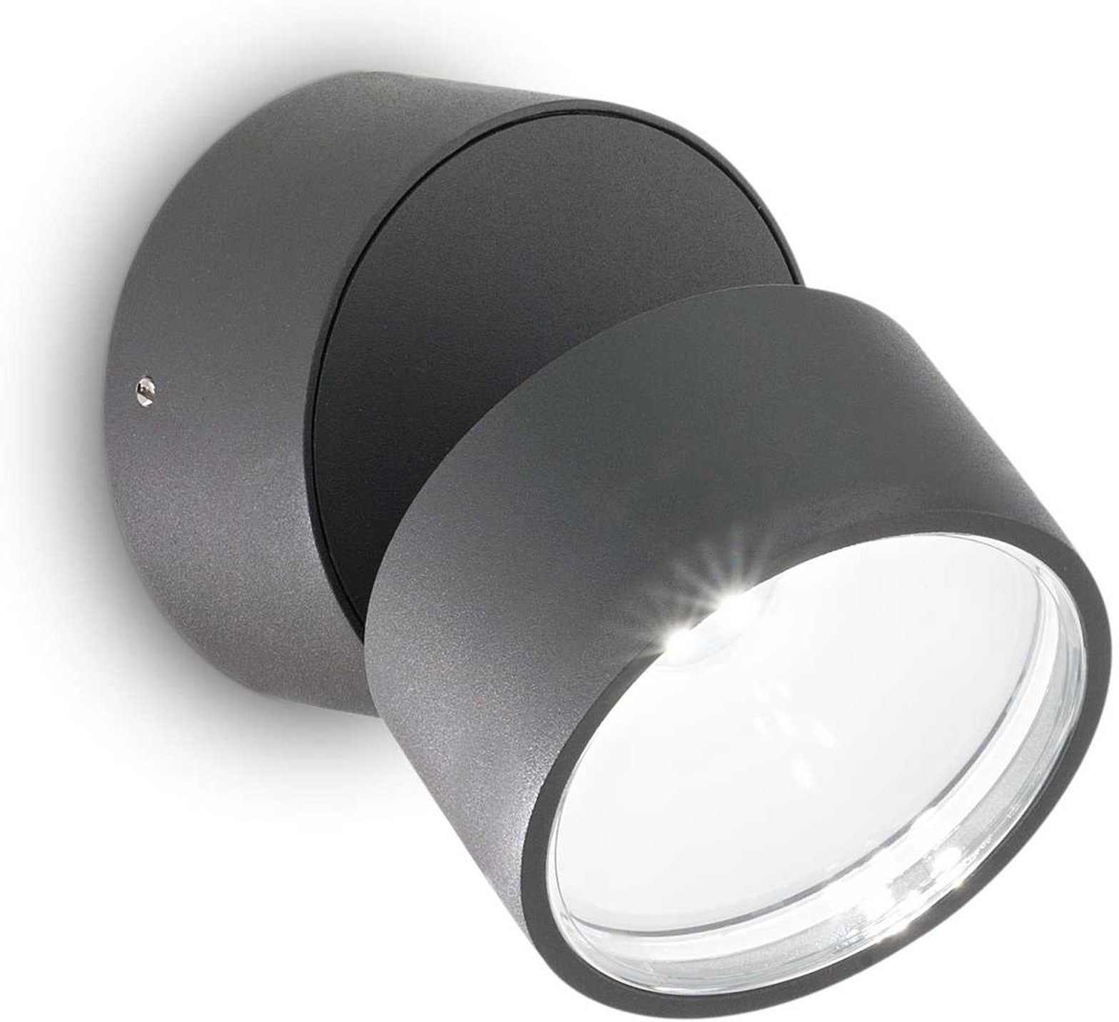 Udendørs væglampe Ideal Lux Omega Round LED antracit IP54 Ø9x8,5 cm 610 lm 3000K