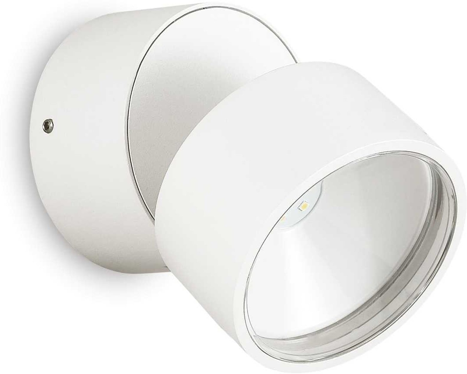 Udendørs væglampe Ideal Lux Omega Round LED hvid IP54 Ø9xH3 cm 7W 650 lm metal/glas