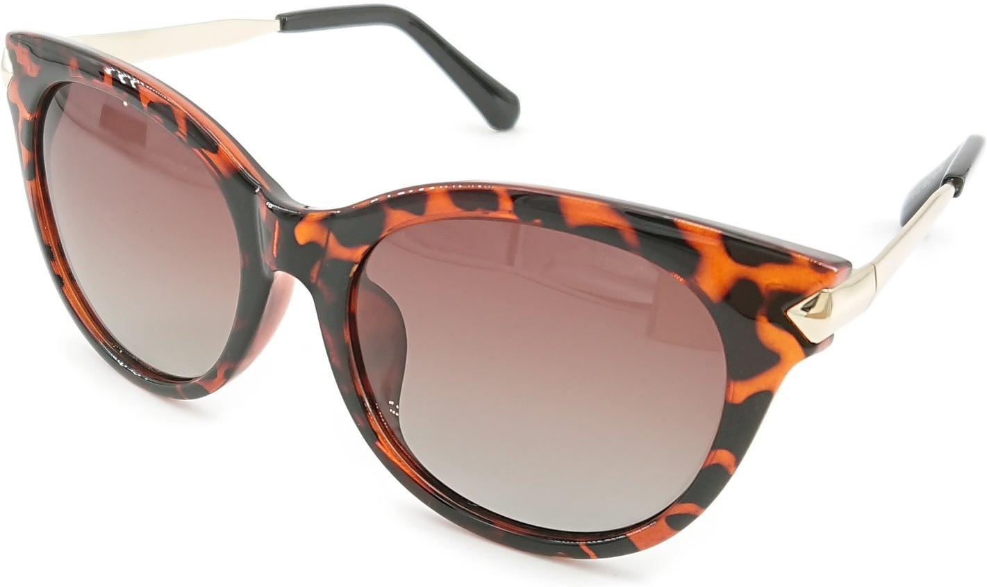 Solbriller til kvinder Kaleu Cateye Havana - polariserede UV400-antirefleksglas, robust plastic titanium-stel, inkluderer etui & mikrofiberpose