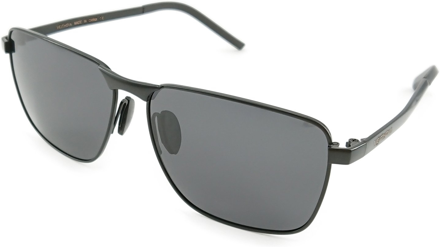 Solbrille Kaleu Drift unisex sort UV400 polariserede linser alloy inkl. etui H4,6ÃB12,4 cm