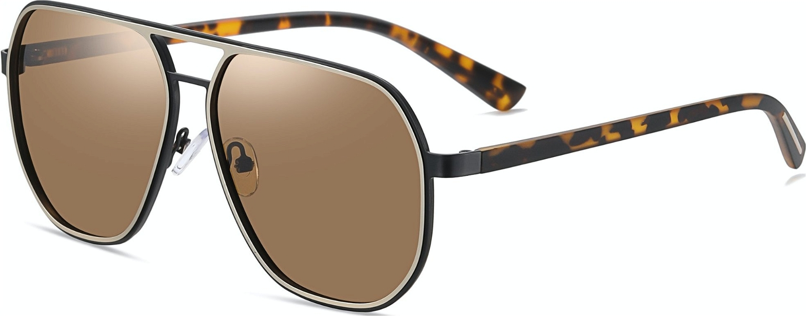 Pilot solbriller til mænd Kaleu Dapper Havana TR90/metal med 100% UV-beskyttelse Ø60 mm