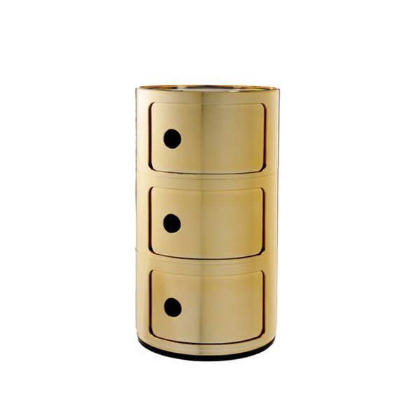Kartell Componibili Metal opbevaringsmøbel - 3 rum - guld  : Erling Christensen Møbler