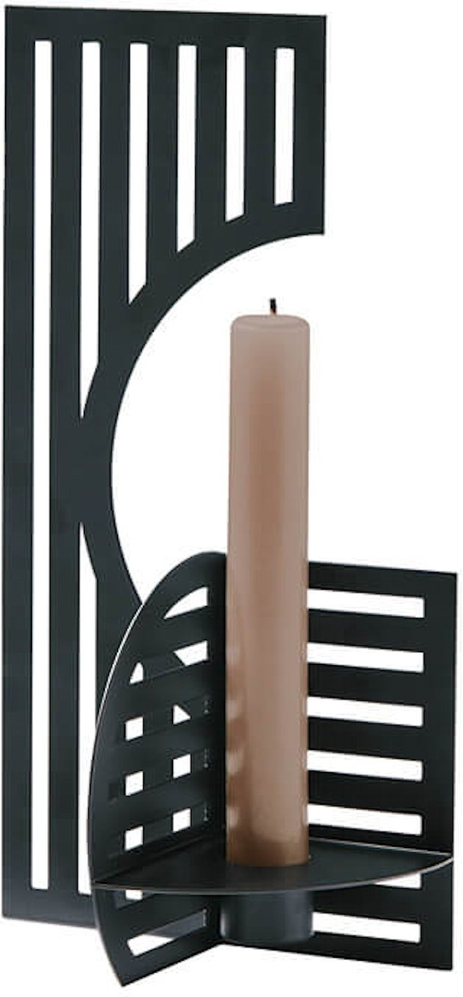 Lysestage Kristina Dam Dash Bauhaus grafisk sort pulverlakeret stål H26ÃB13ÃL14 cm