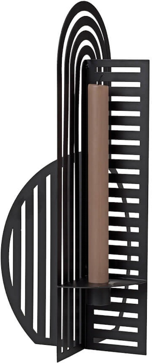 Kristina Dam Shadow skulpturel lysestage i sort pulverlakeret stål H37 cm med skyggeeffekt