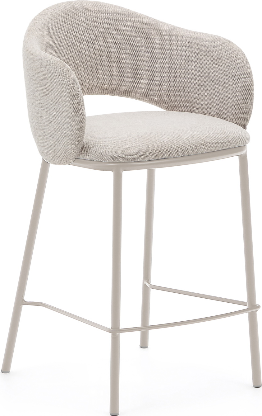 Barstol Kave Home Maina polstret industristil i beige stof med stålstel H91xB53xD49 cm