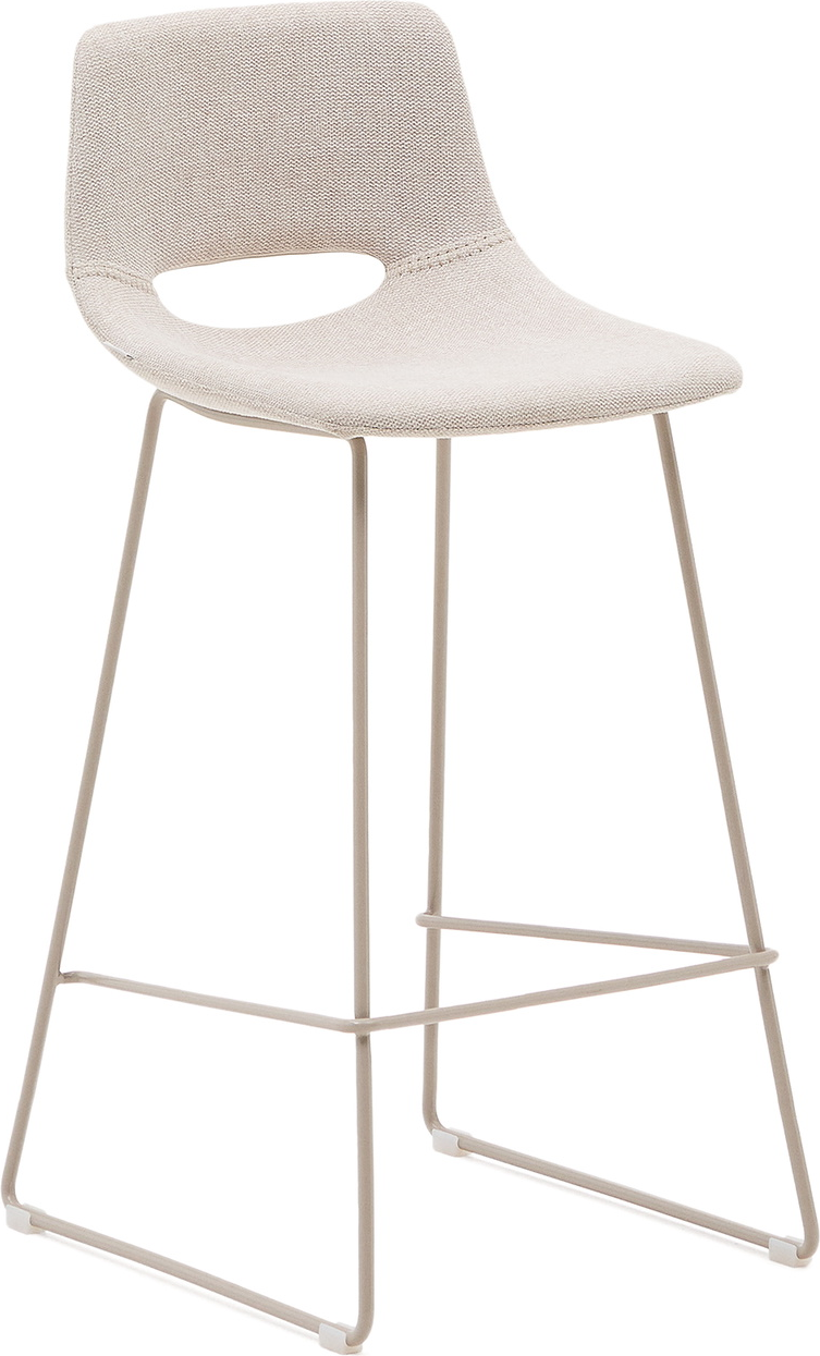 Barstol Kave Home Ziggy Zahara beige polstret med pulverlakeret stel i stål og integreret fodstøtte
