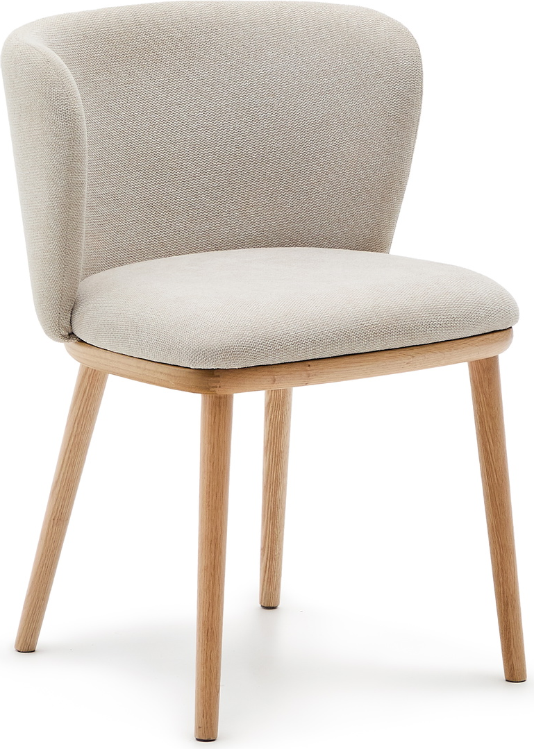 Spisebordsstol Ciselia fra Kave Home - beige chenillepolstring & FSC-asketræramme