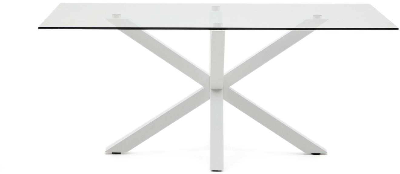 Spisebord Kave Home Argo hærdet glas/stål klar/hvid 180x100 cm