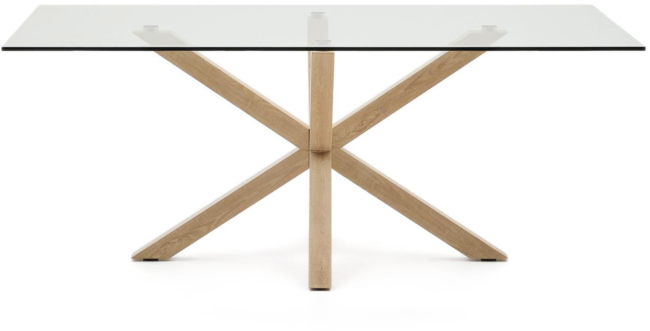 Spisebord Kave Home Argo med hærdet glasbordplade og stålben 200Ã100 cm nordisk design