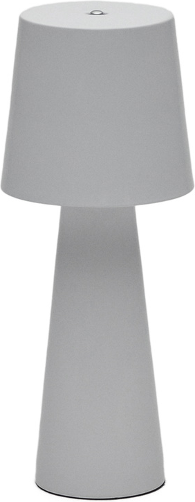 Bordlampe Kave Home Arenys udendørs LED-bordlampe grå metal IP54 batteri USB-opladning op til 15 timer