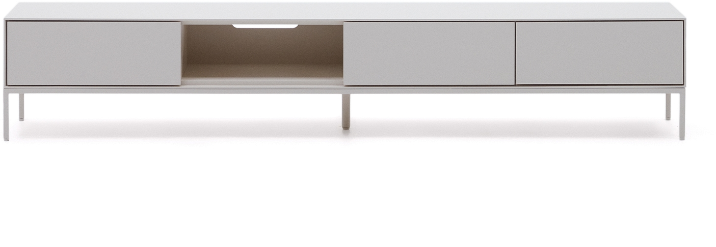 TV-bord Kave Home Vedrana hvid mat 195x40x35 cm med 3 bløde skuffer