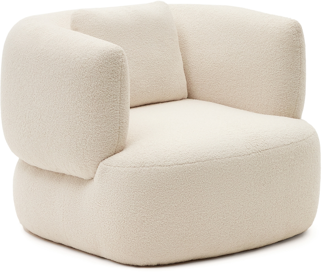 Lænestol Kave Home Martina, hvid shearling-polstring  -  genanvendt polyester, H76ÃB102ÃL106 cm