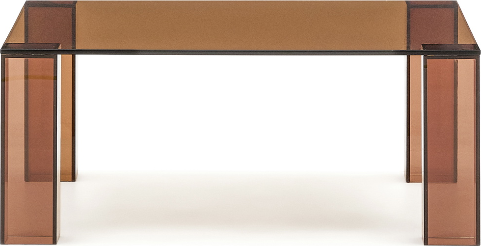 Sidebord Adularia Kave Home 100 % hærdet klart glas brun firkantet H35 x B85 x D85 cm