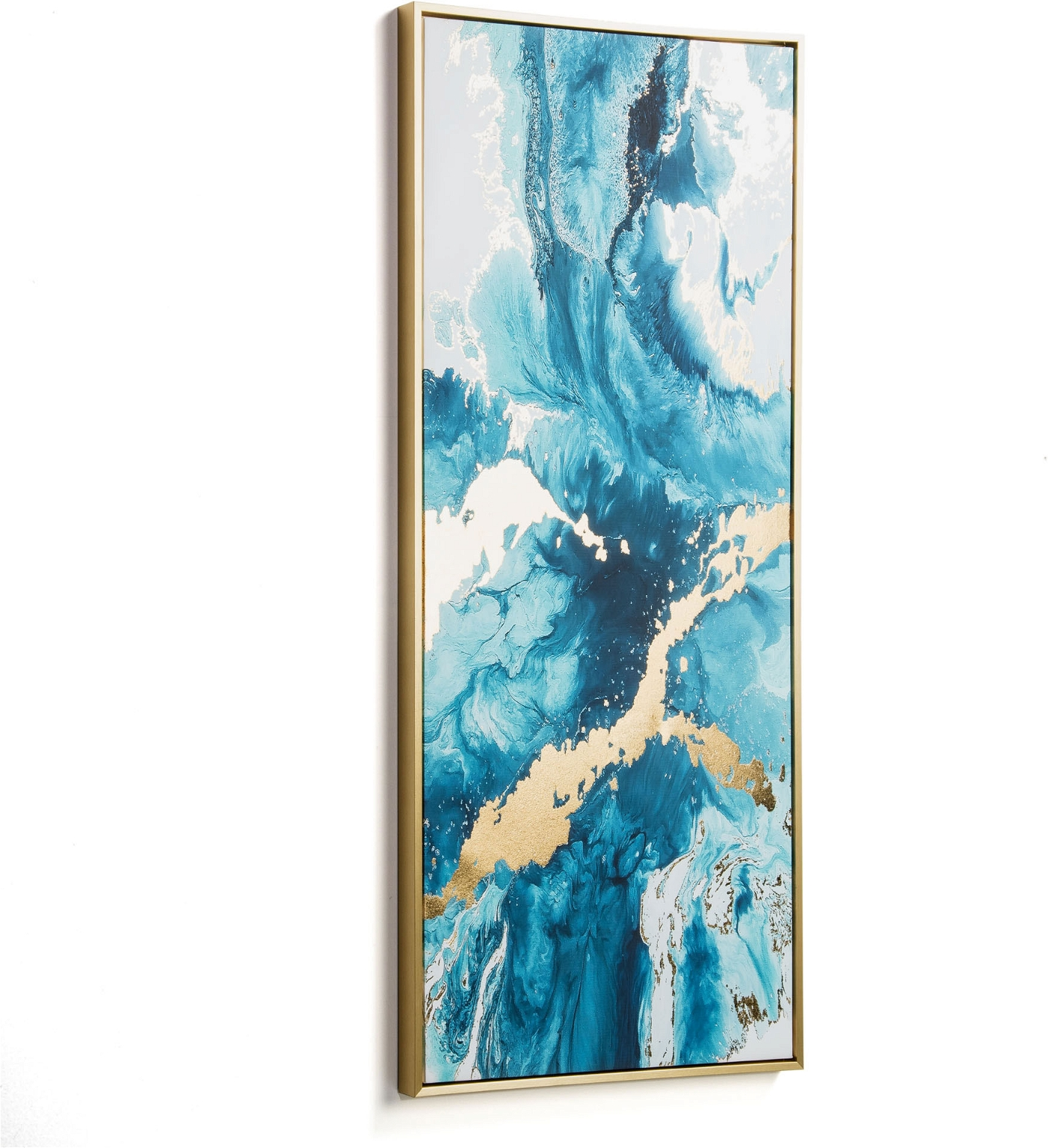 Illustration med ramme Kave Home Cavour Moderne vægkunst Blå/Guld 120x50 cm