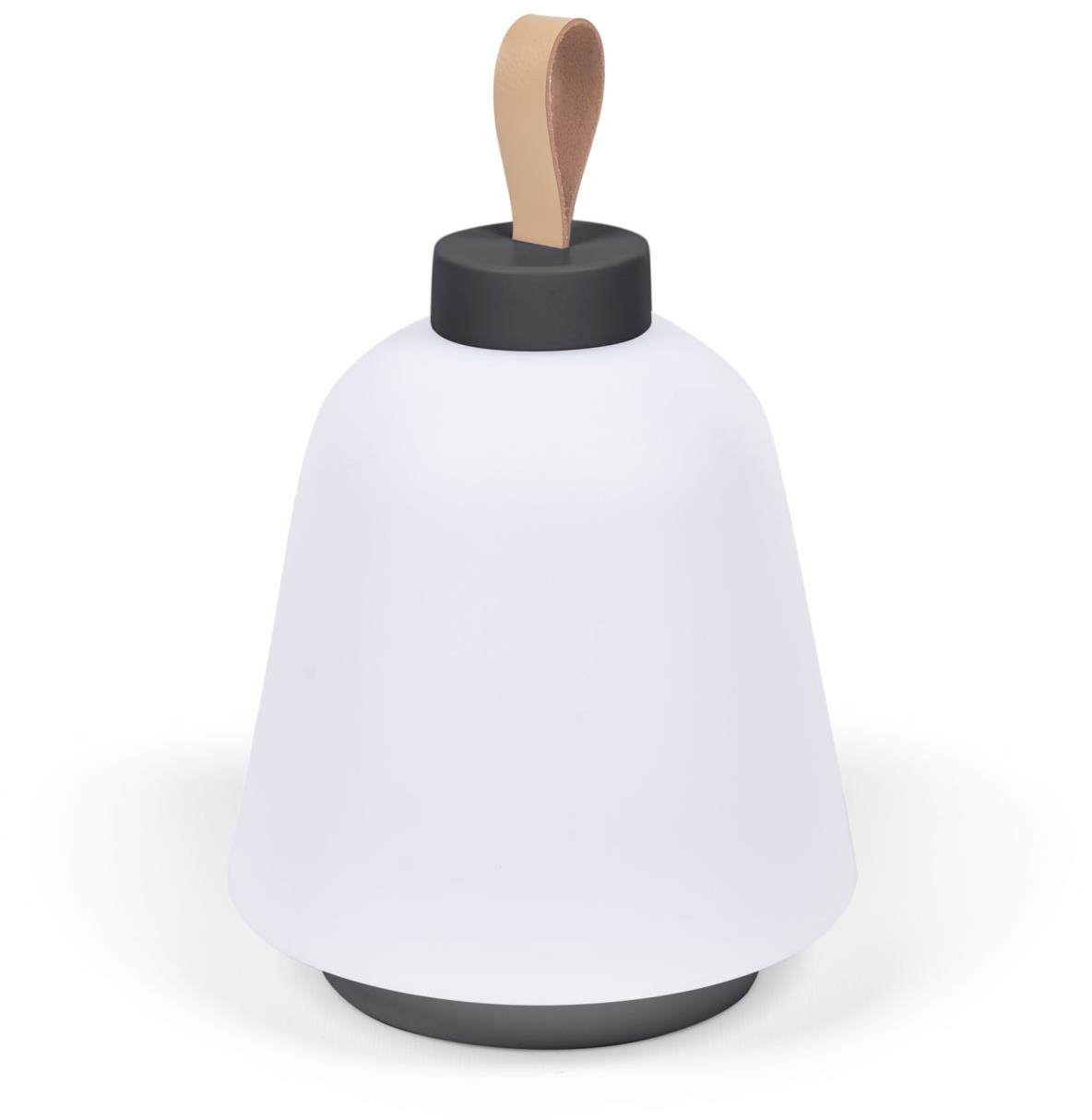 Bordlampe Kave Home Udiya genopladelig LED-lampe med faux læderhåndtag og tre lysintensiteter, sort