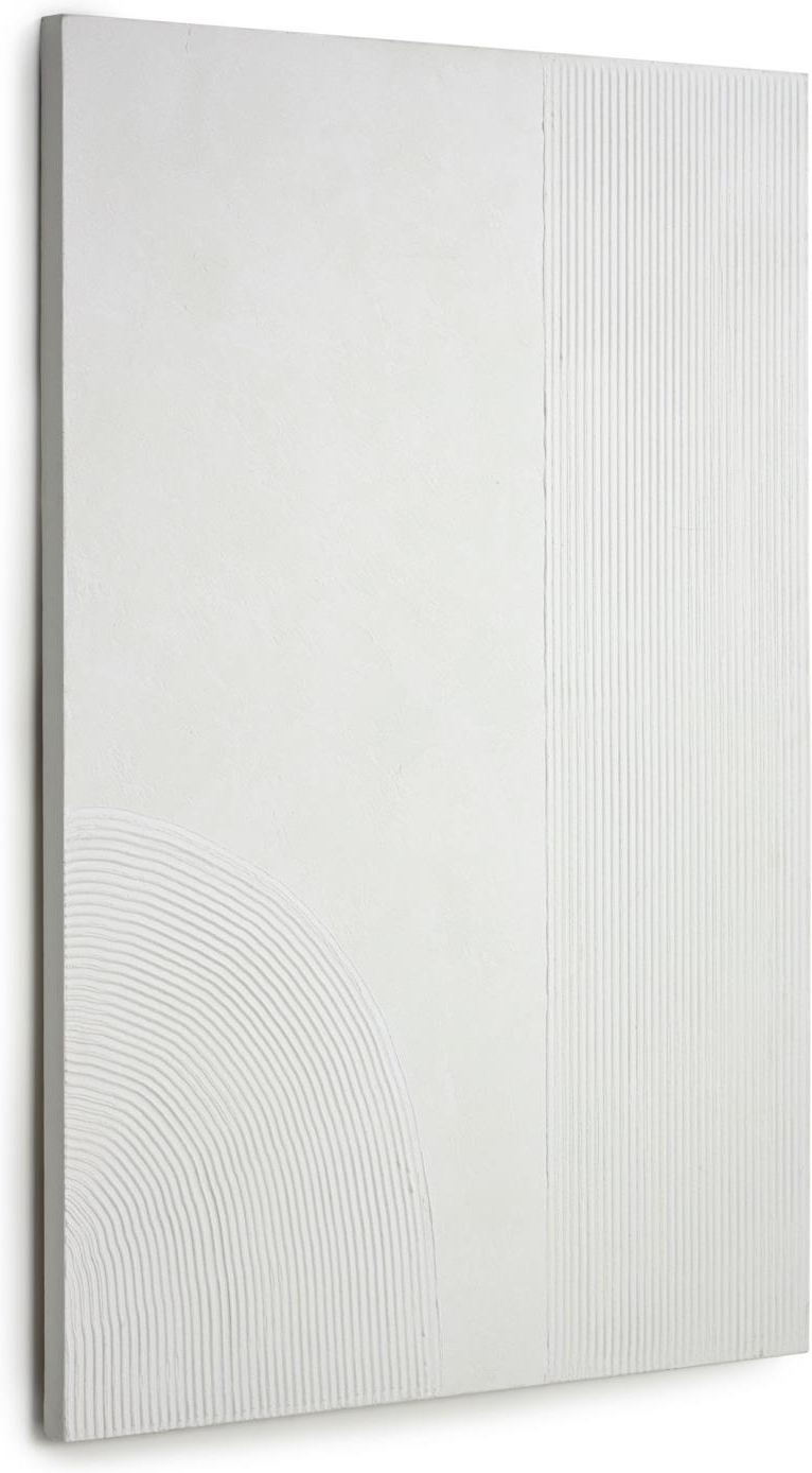 Maleri på lærred Kave Home Adelta 110 x 80 cm Hvid minimalistisk vægkunst