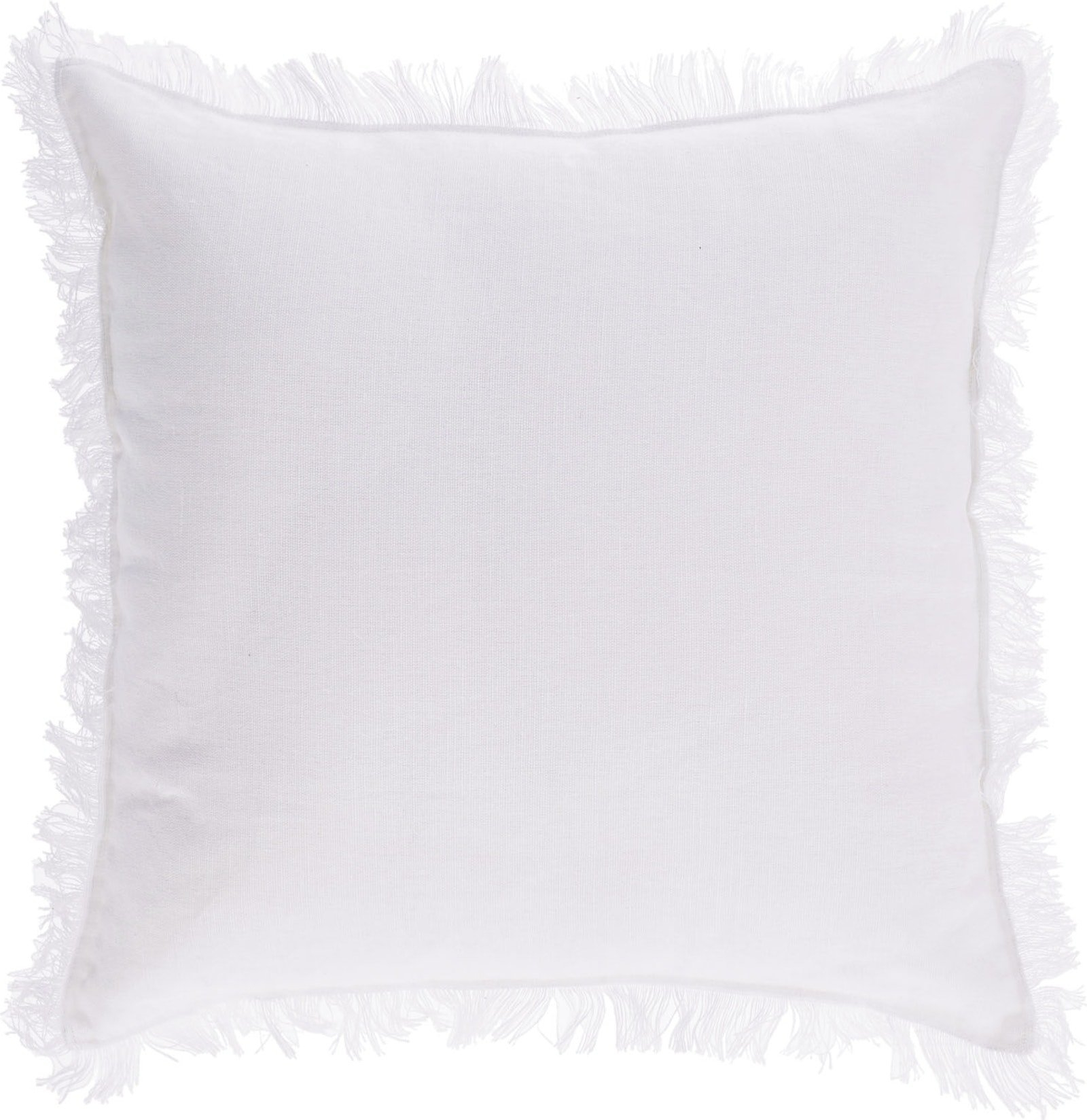 Pudebetræk Kave Home Almira 45x45 cm hvid med frynser  -  bomuld/hør
