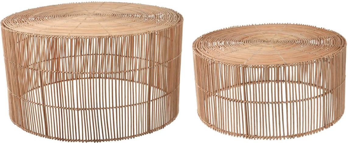 Kaffebordssæt 2 stk Kave Home Elmina håndvævet rattan natur Ø66ÃH41 cm rustik kolonial