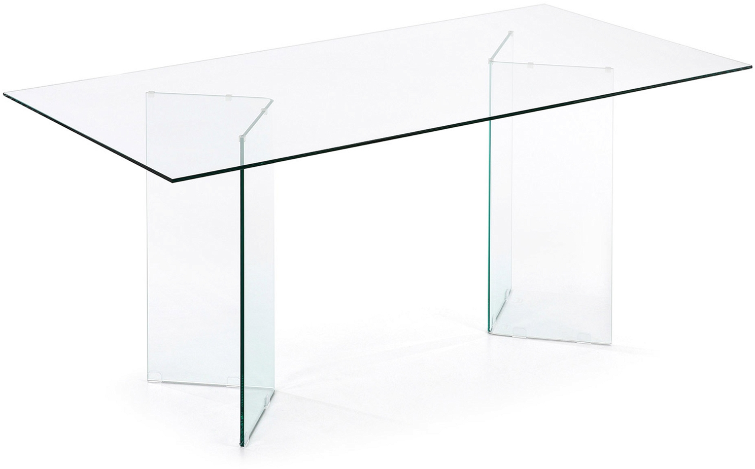 Kave Home Burano spisebord i hærdet glas, glasbord til 8 pers. 180x90 cm