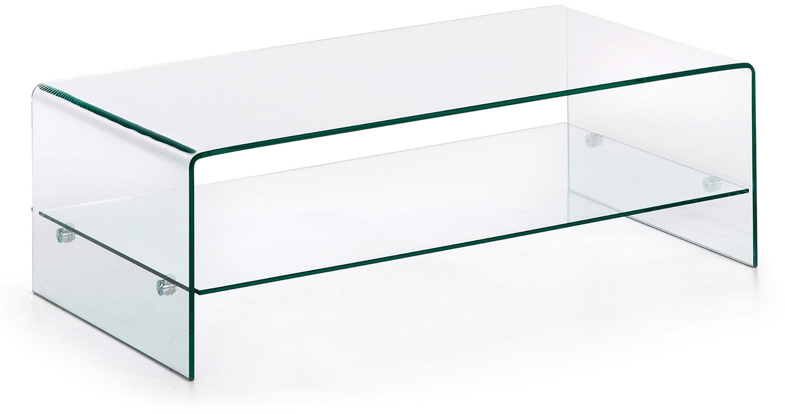 Sofabord/kaffebord Kave Home Burano klar hærdet glas med underhylde 110 x 55 x 35 cm