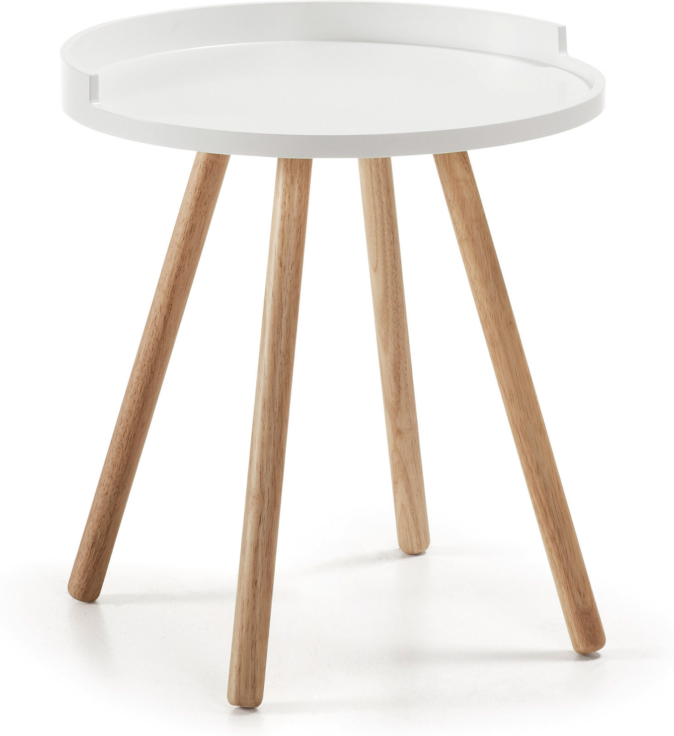 Sidebord Kave Home Kurb Hvid/Natur Nordisk Moderne Småbord