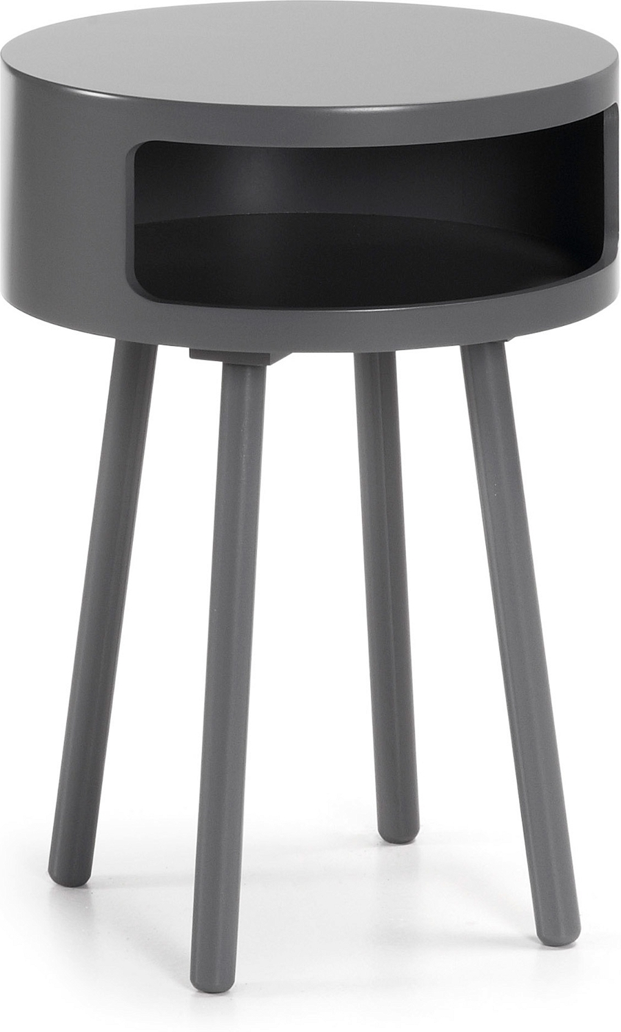 Sidebord Kave Home Kurb grå MDF & gummitræ med hylde 40Ã40x56 cm