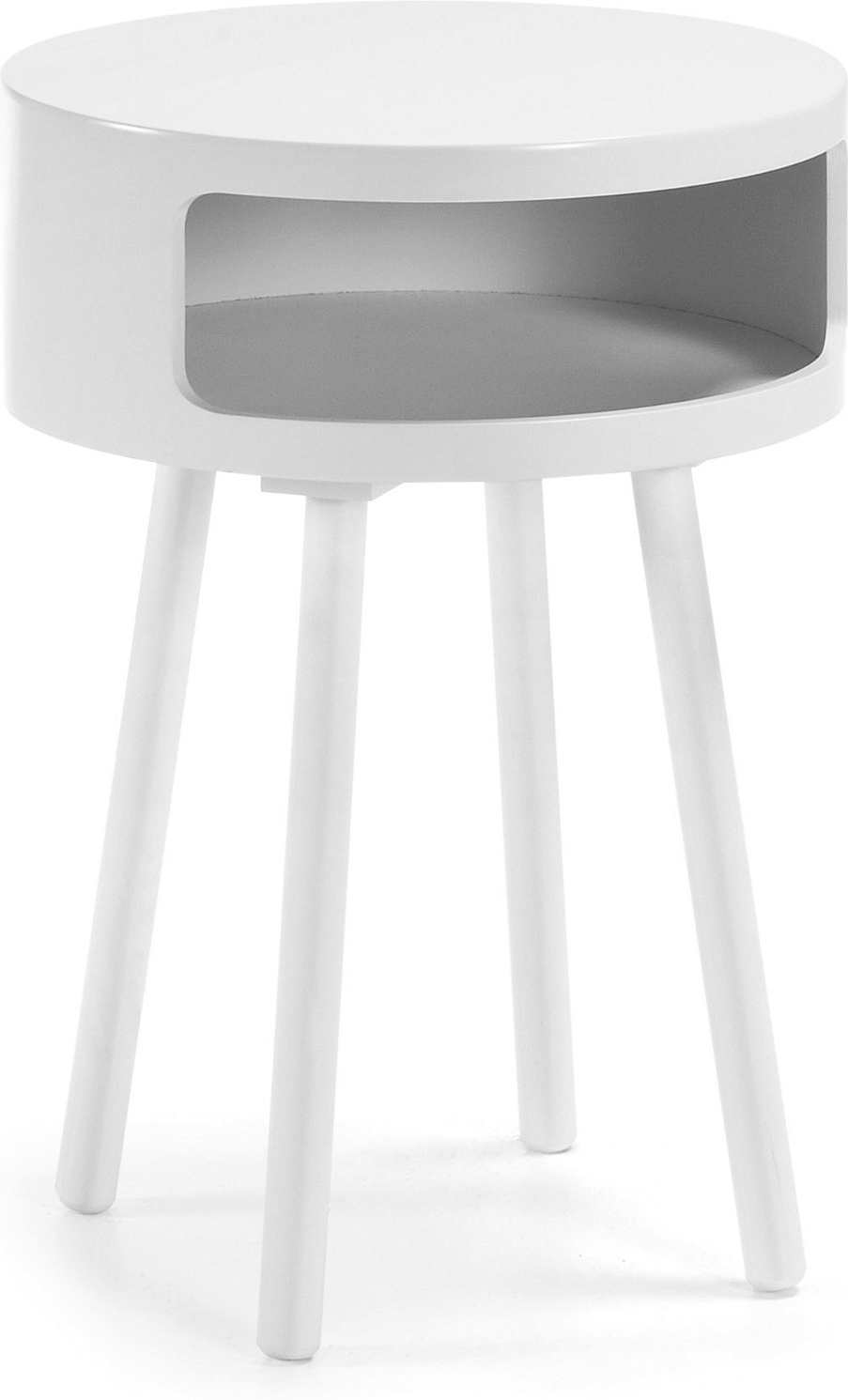 Sidebord Kave Home Kurb rund Ø40 cm hvid MDF med hylde