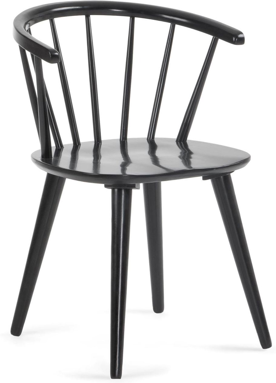 Spisebordsstol Kave Home Trise i massiv sort gummitræ H77xB53xL54 cm klassisk design