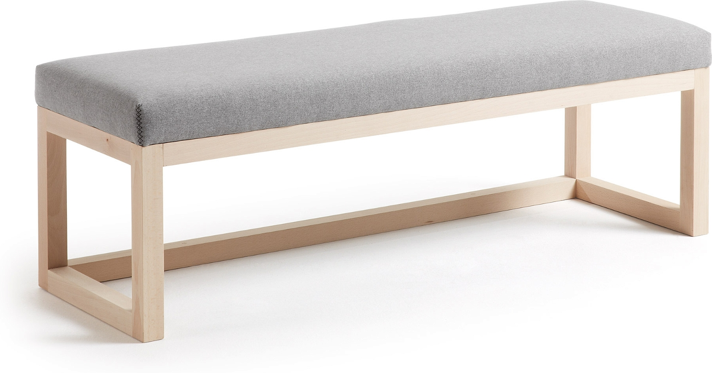 Entrébænk Kave Home Loya 128x42x41 cm grå/natur polstret stof med bøgetræsfødder