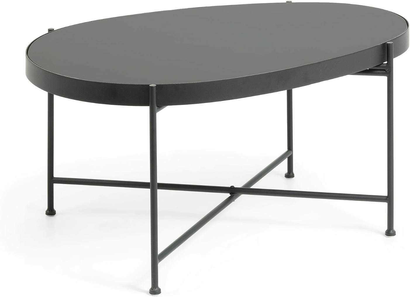 Sofabord / kaffebord Kave Home Marlet  -  sort glas & metal 82Ã55Ã38 cm