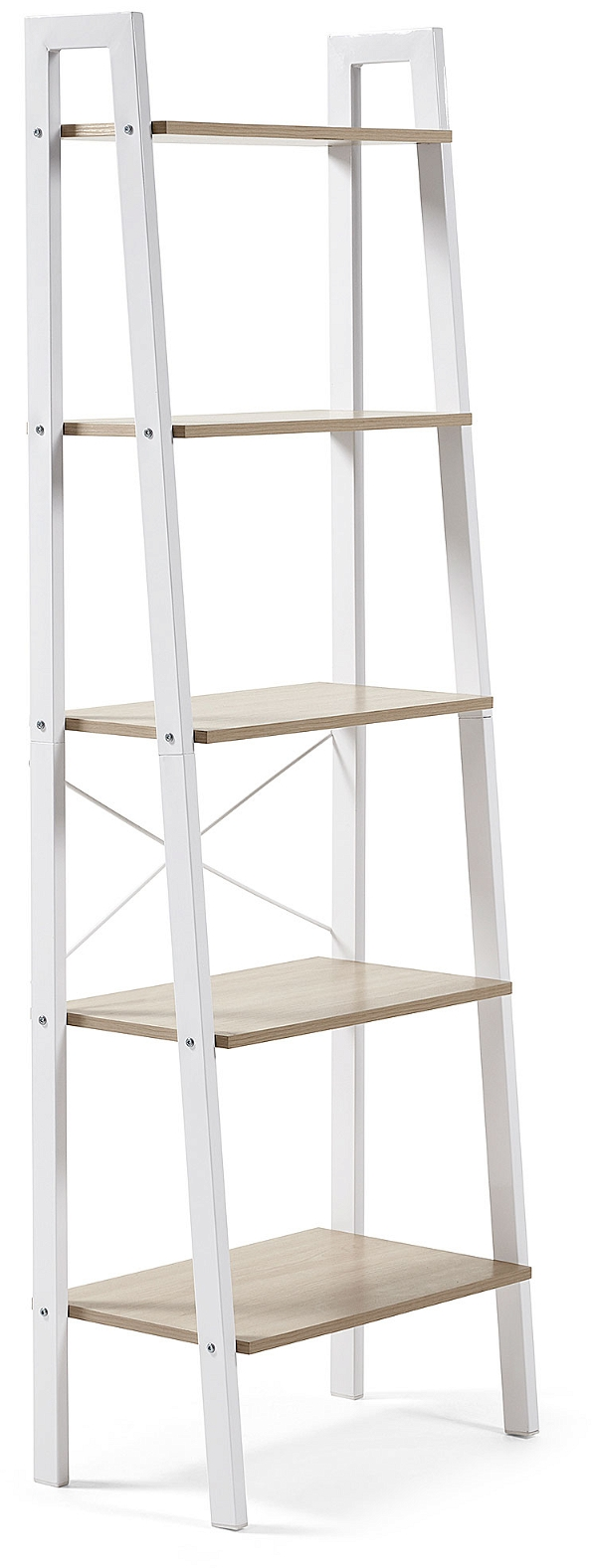 Opbevaringsreol Kave Home Alanna  -  nordisk moderne design i hvid/natur med 5 hylder H172xB32xL56 cm