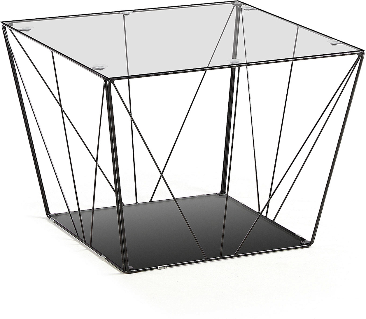 Sofabord Kave Home Tori moderne glas- og metalbord sort/klar 60x60x43 cm