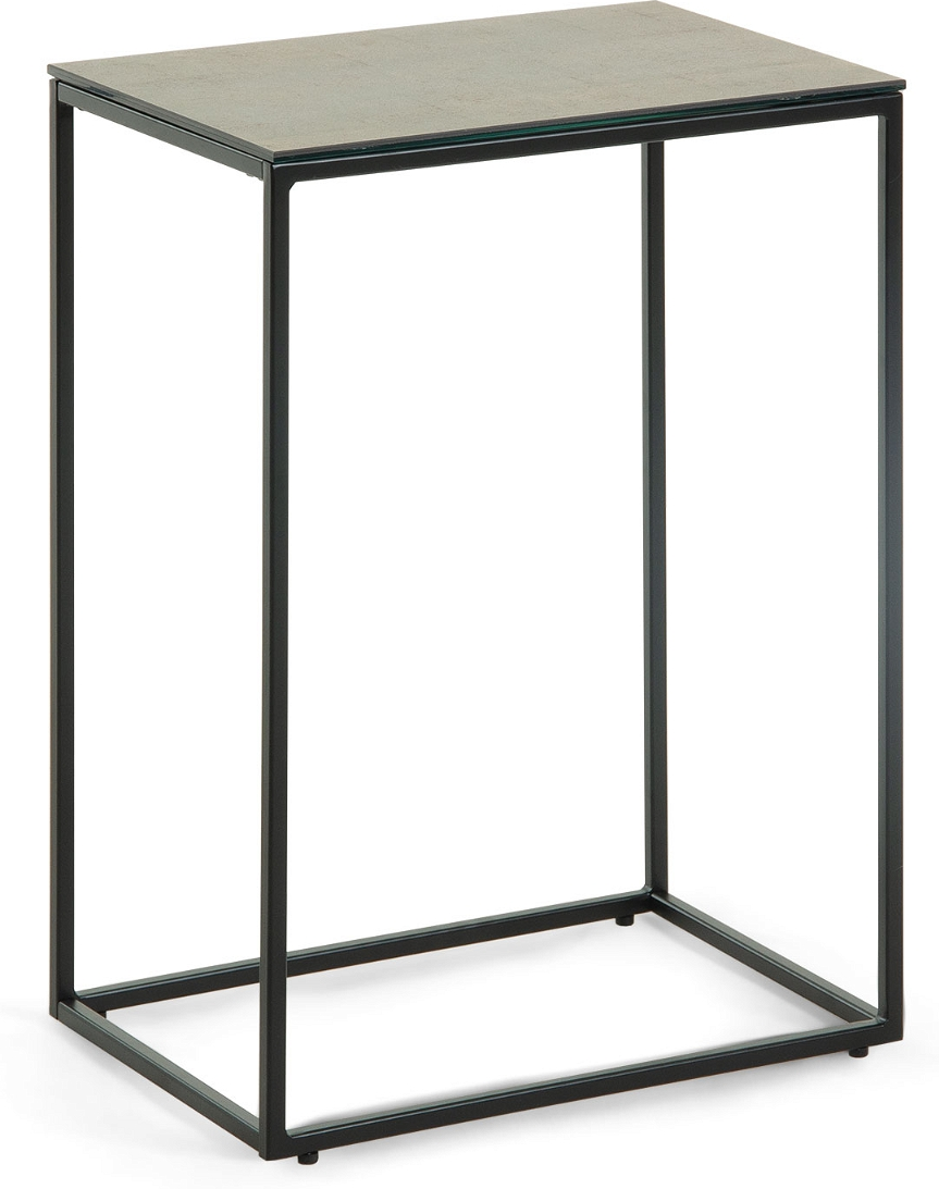 Sidebord Kave Home Rewena sort  -  moderne nordisk bord i keramik og stål H60ÃB30ÃL45 cm