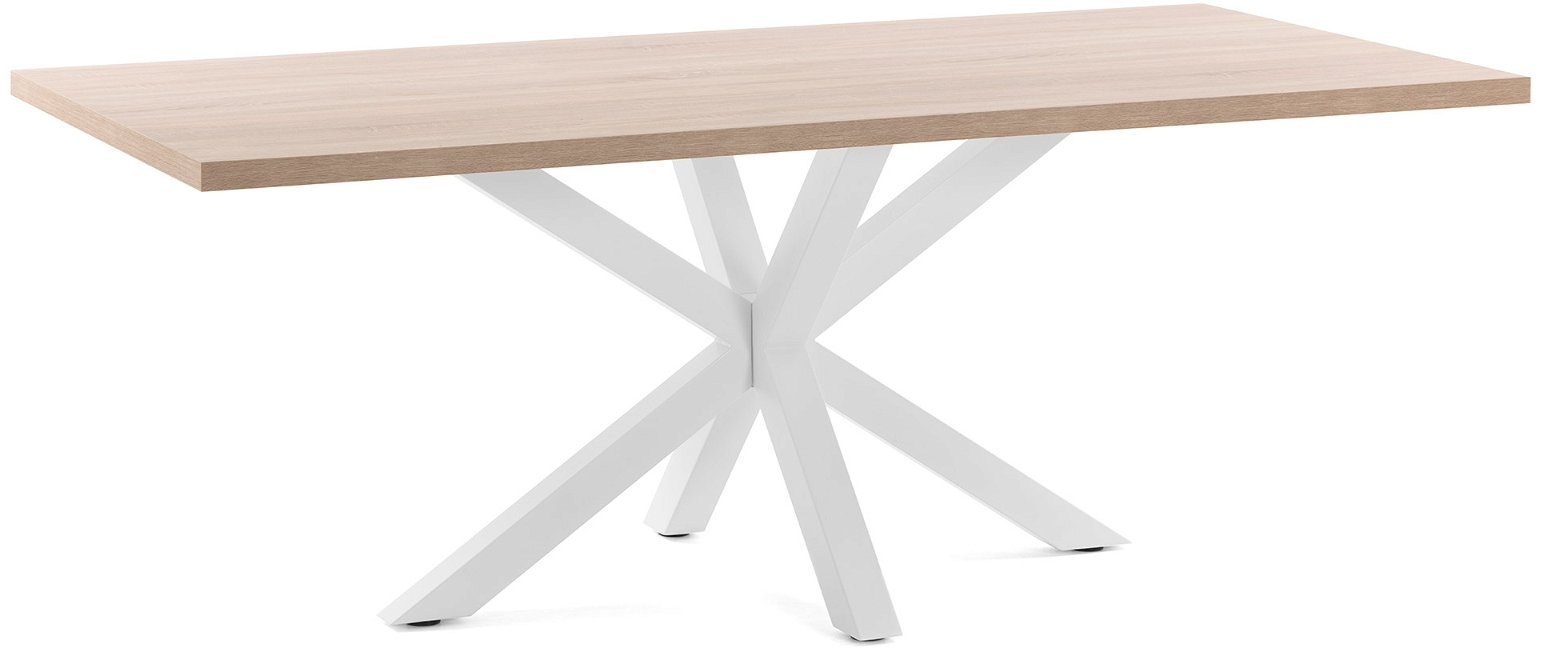 Spisebord Kave Home New Argo natur/hvid 160 x 100 cm finértræ stel i stål