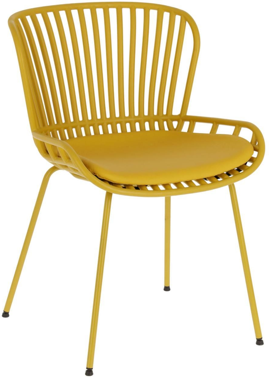 Spisebordsstol Kave Home Surre sennepsgul nordisk design H80xB52xL57 cm