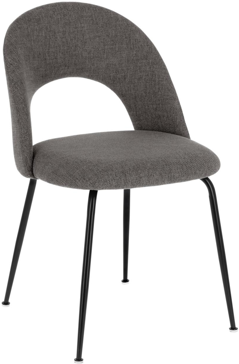 Spisebordsstol Kave Home Mahalia nordisk moderne polstret grå stof metalramme