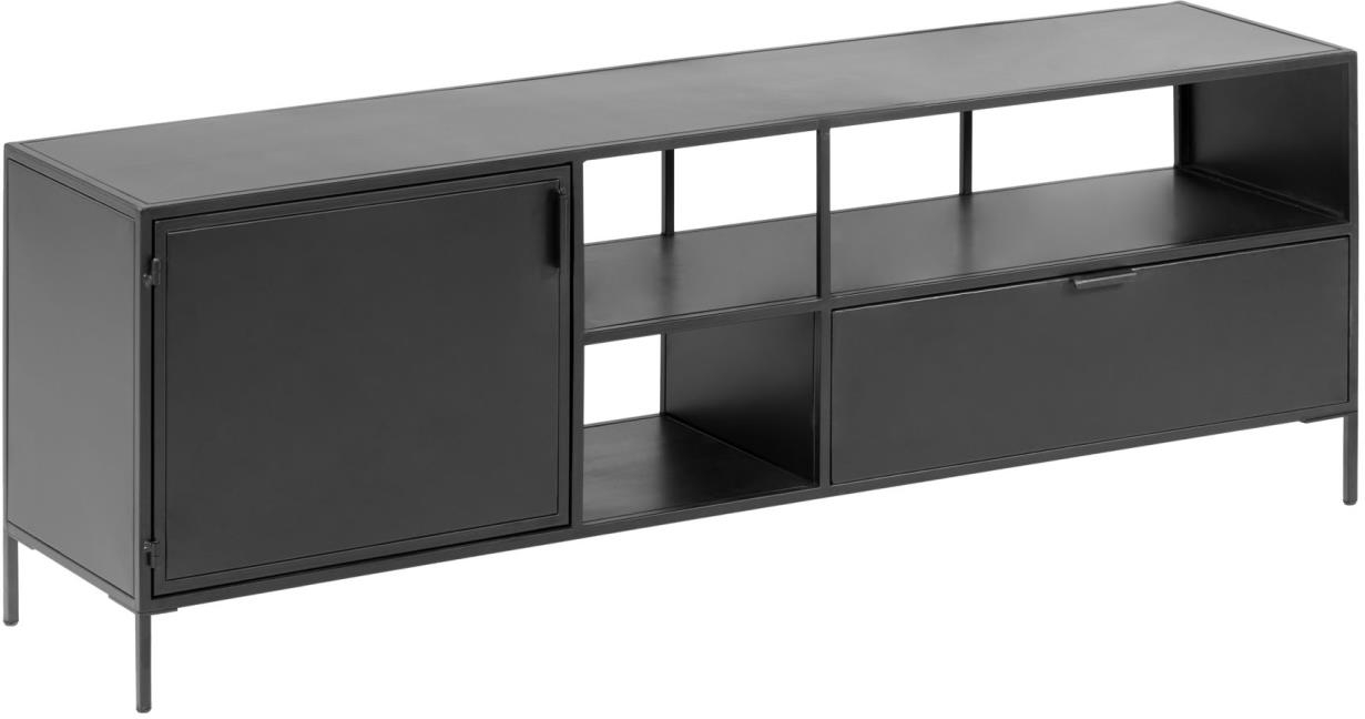 TV-bord Kave Home Shantay sort pulverlakeret stål H50ÃL150ÃD35 cm industrielt design