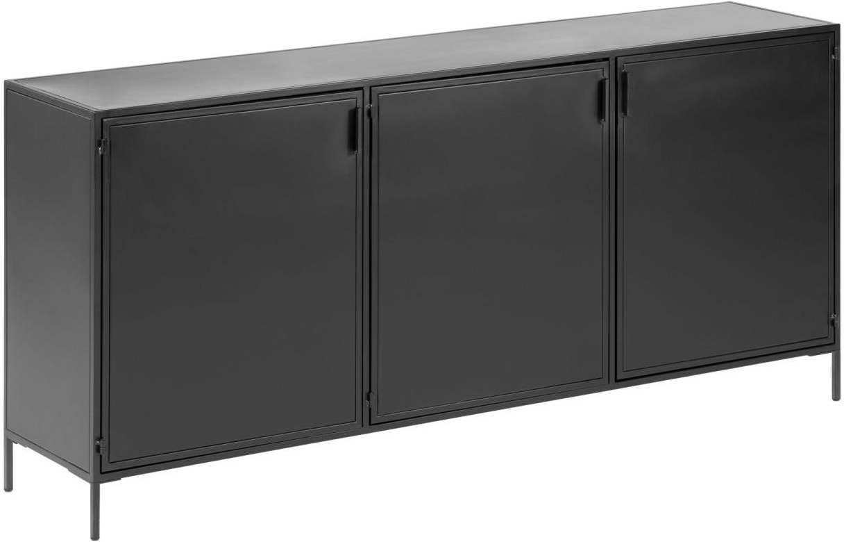 Skænk/sideboard Kave Home Shantay i sort stål 160x35x72 cm industrielt nordisk design