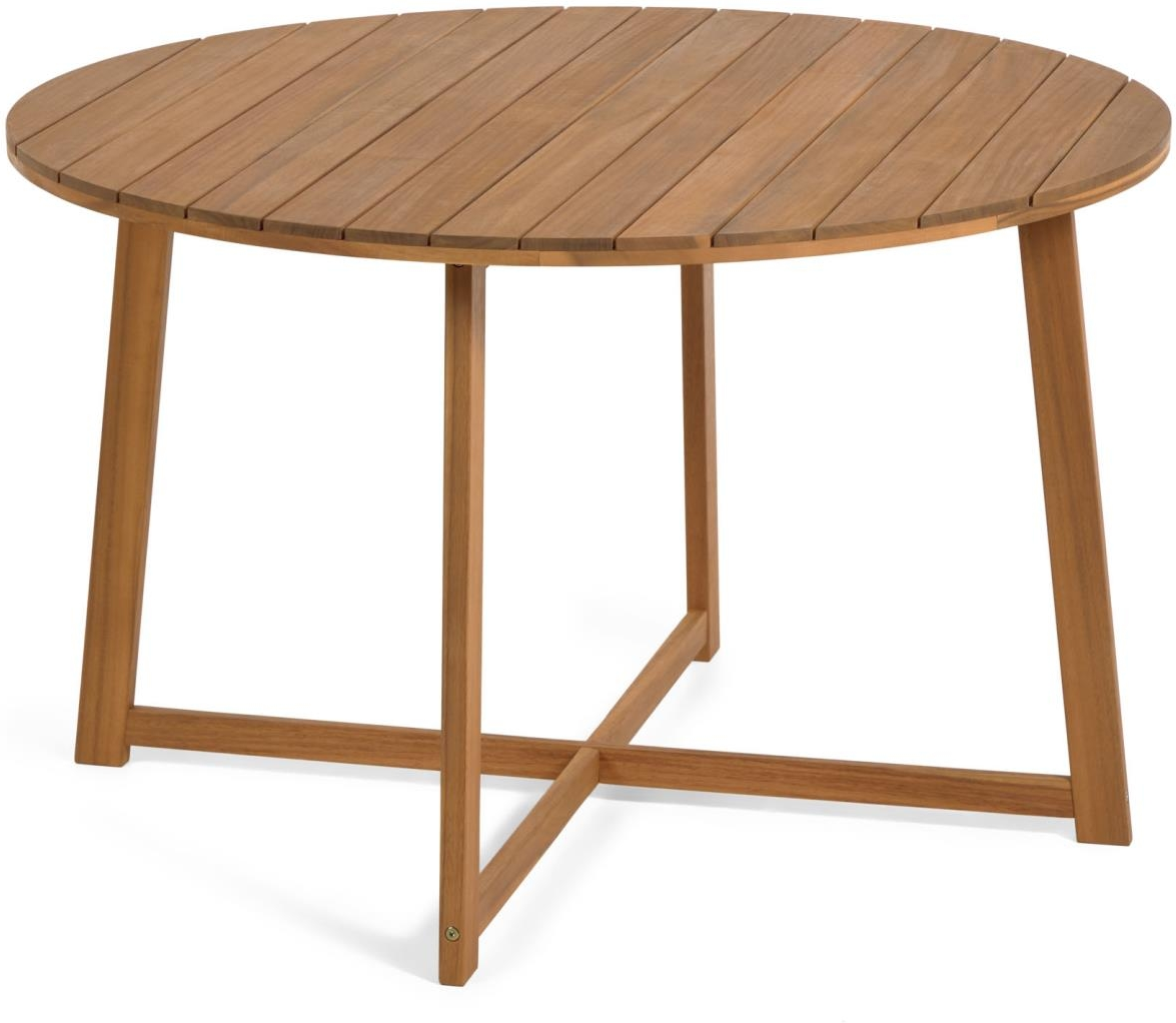 Udendørs spisebord Kave Home Dafne Ø120 cm massivt akacietræ teakbehandlet rustik kolonial stil