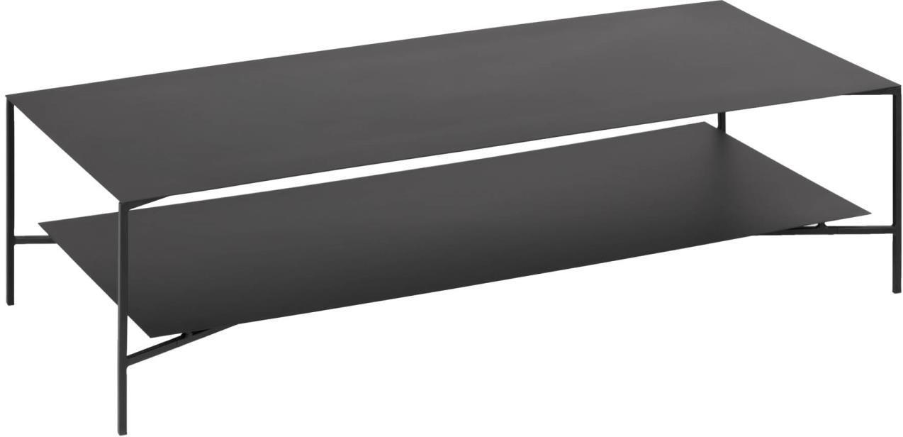 Sofabord/kaffebord Kave Home Azisi 140x60x36 cm pulverlakeret mat sort stål industriel med underhylde