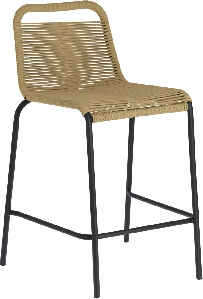 Udendørs barstol Kave Home Lambton håndvævet reb stabelbar UV-bestandig beige/sort
