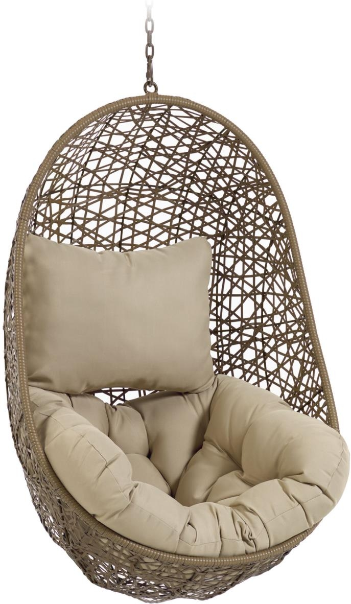 Udendørs hængestol Kave Home Florina i flettet polyrattan med beige puder