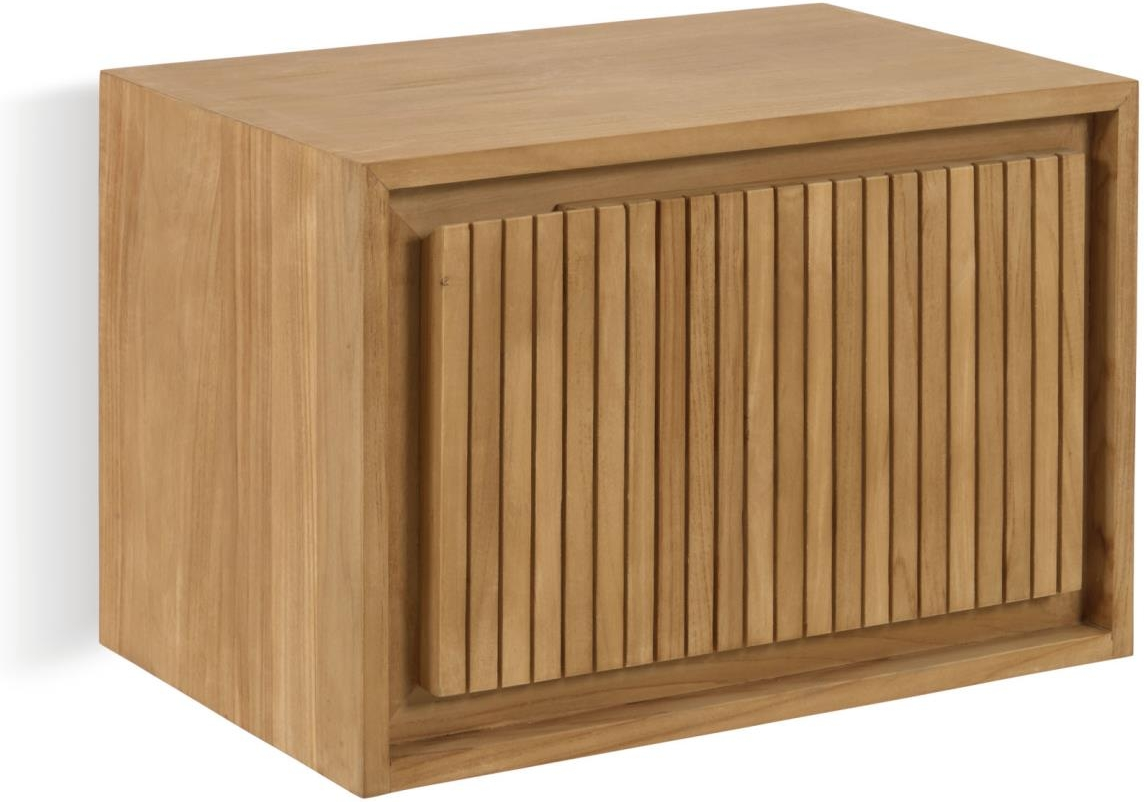 Badeværelsesskab Kave Home Taciana i massiv teak natur, fugtbestandigt med soft-close H40xB60xD40,5 cm