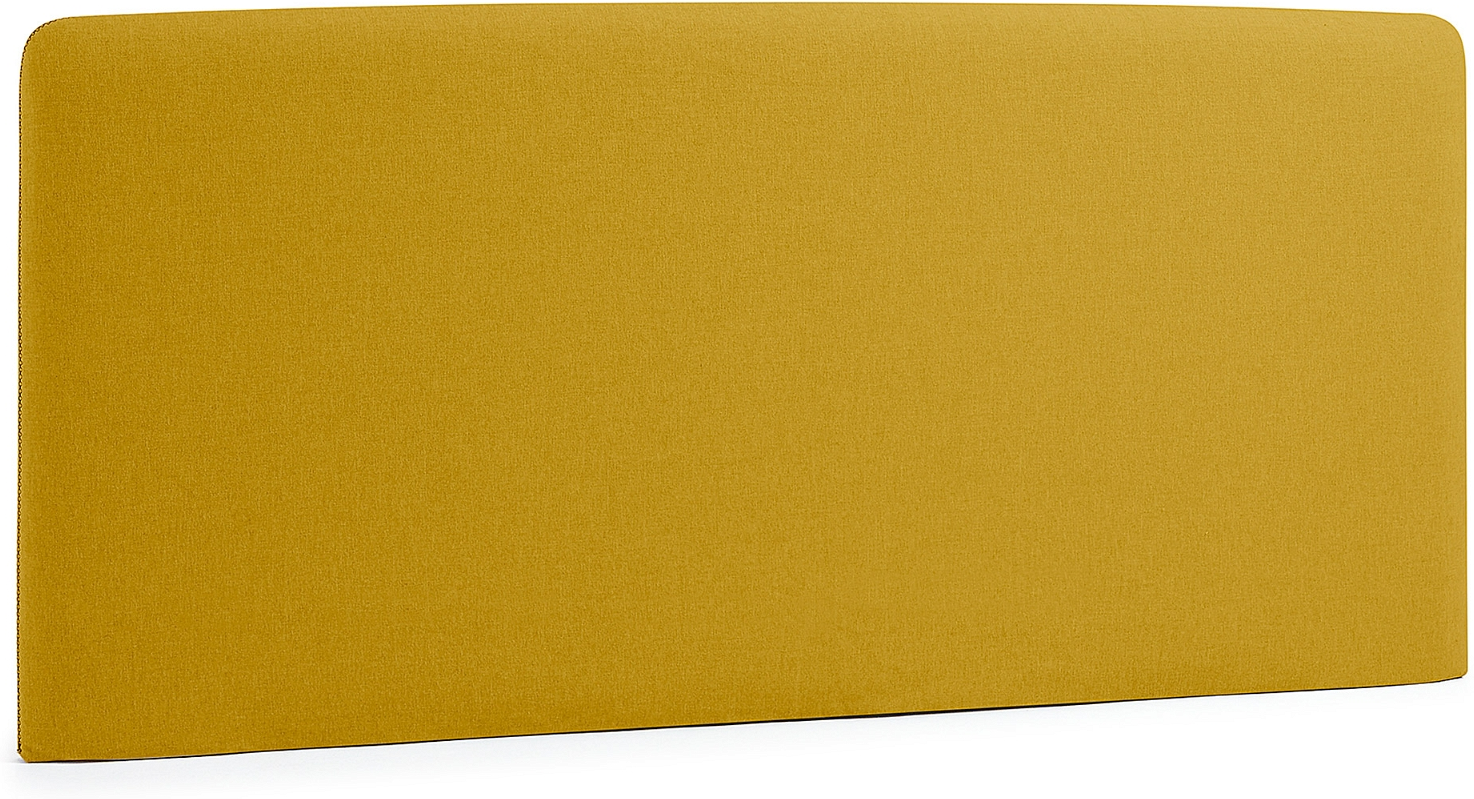 Sengegavl Kave Home Dyla polstret sennepsgul til 160 cm madras nordisk design