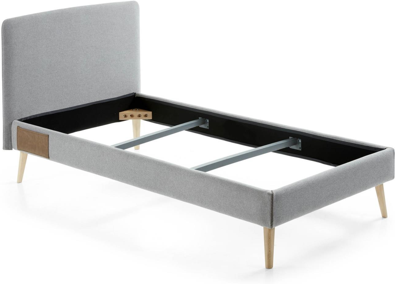 Betræk til sengeramme Kave Home Dyla grå stof 90x190 cm anti-plet velcroluk nordisk design