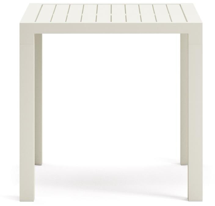 Udendørs spisebord Kave Home Culip hvidt rustfrit aluminium havebord 77x77x75 cm