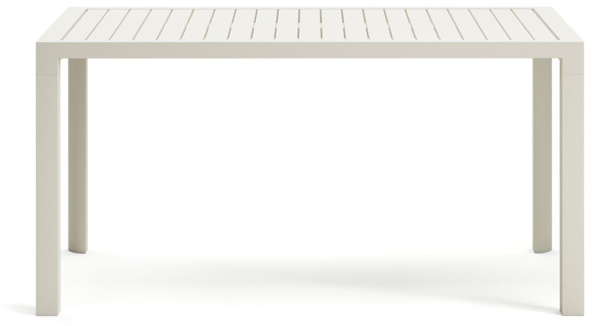 Udendørs spisebord Kave Home Culip rustfri aluminium hvid 150x77x75 cm nordisk terrassebord