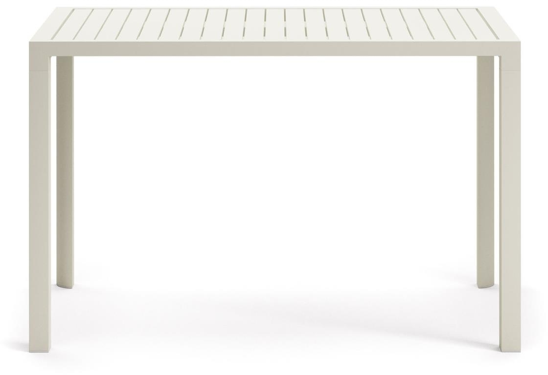 Udendørs barbord højbord Kave Home Culip aluminium hvid H95xB77xL150 cm