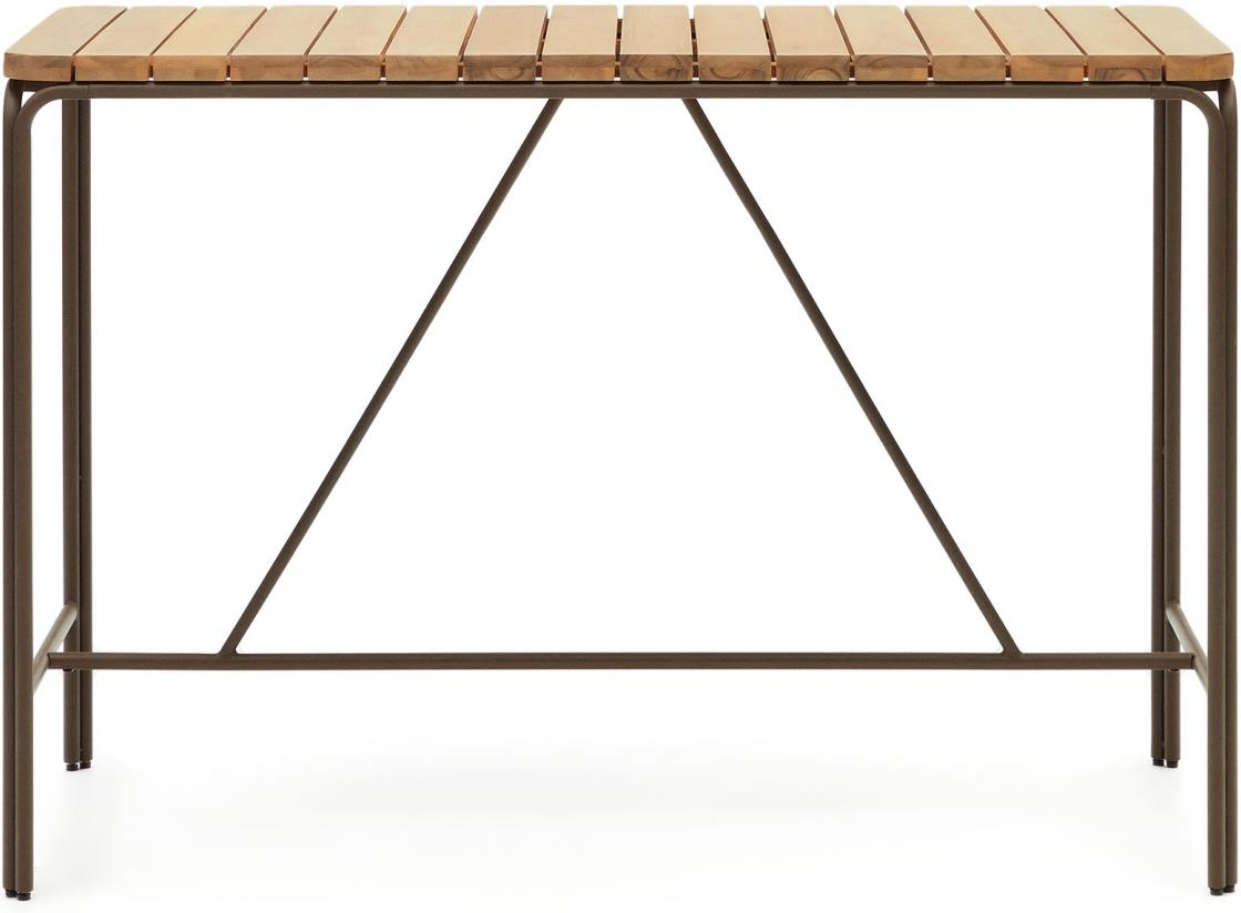 Udendørs barbord Kave Home Salguer højbord FSC akacietræ UV-bestandig 140x70x96 cm vintage industriel brun/natur